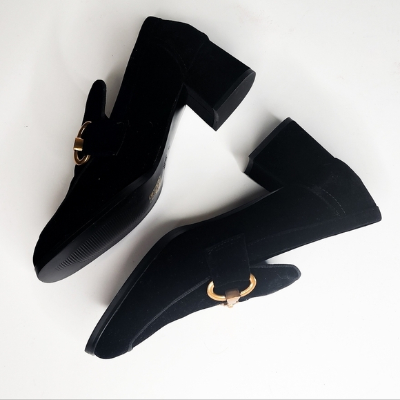 Bibi Lou Black Velvet Gold Bit Loafers 41 - Picture 4 of 7